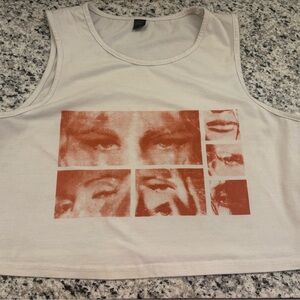 Graphic Crop Top with Red Face Print